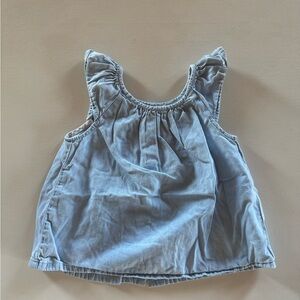 Baby Gap light blue denim flutter sleeve button up back top